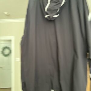 Black Hooded Jacket with White Trim